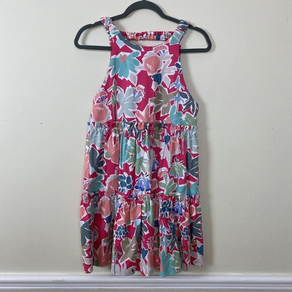 Zara Trafaluc Collection Womens Floral A Line Mini Dress Cut Out Back Size M - Picture 1 of 6